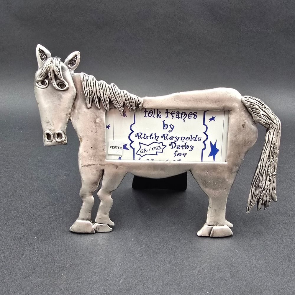 Ashleigh Manor Ruth Reynolds Darby Pewter Horse Folk Art Picture Frame 3x2